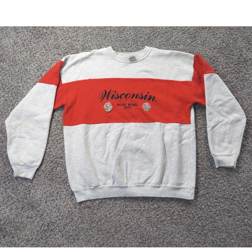 Competitor Sweatshirt Men XL Gray Wisconsin 1994 Rose Bowl Vintage Crewneck Red